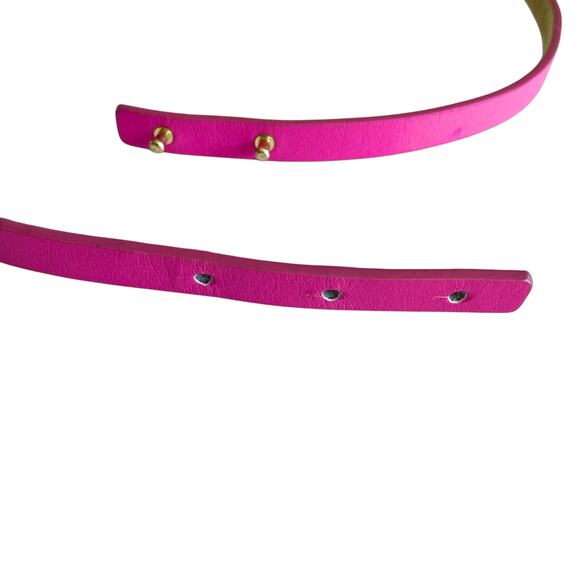 BCBGMaxAzria Gold Bow Belt 32-33" Size Medium Pink Narrow Width - Picture 5 of 8